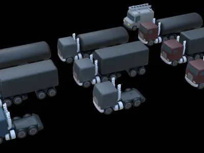 Truck and Van package Free low-poly 3D model