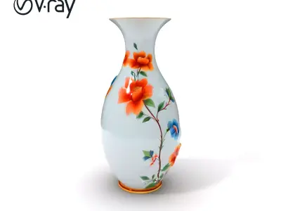 Floral Porcelain Vase Model Pack Low-poly 3D model