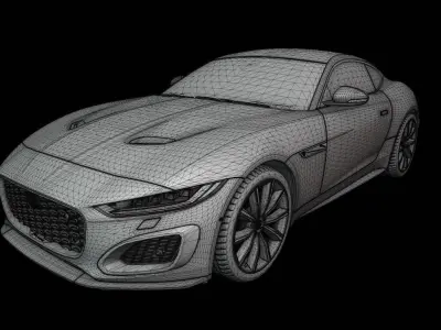 Jaguar F type Red Animated and Rigged Low-poly 3D model