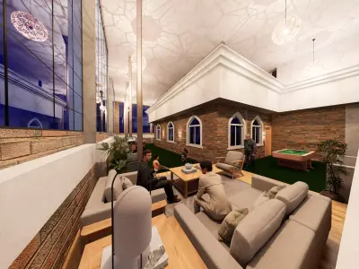 Interior design roof seating area-Structure Details full project 3D model