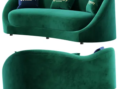 Luxury Green Velvet Upholstered Sofa by Homary 3D model