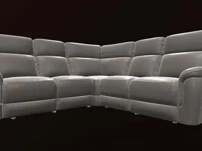 5 Seater Dark Grey Leather Power Reclining Sofa Low-poly 3D model