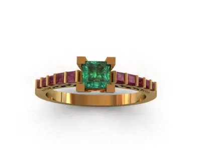 The Princess Cut Diamond Ring 3D print model