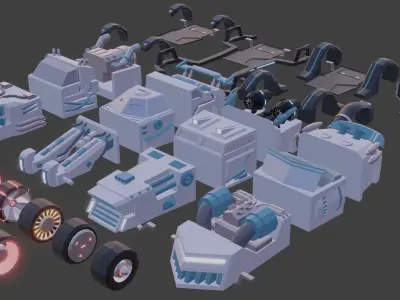 customizable sci fi car  Low-poly 3D model