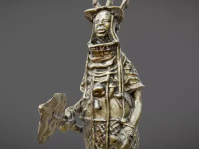Oba Akenzua Bronze Statue Low-poly 3D model