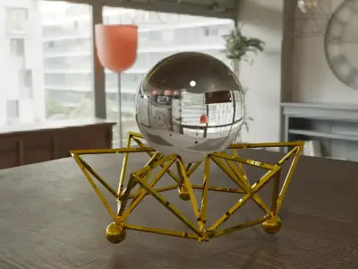 crystal sphere with triangles stands Free 3D model