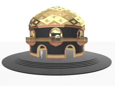 Architectural Pavilion with Stairs and Balcony Structure 3D model