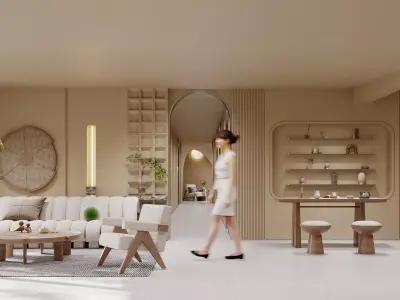 Reception lobby interior 3D model