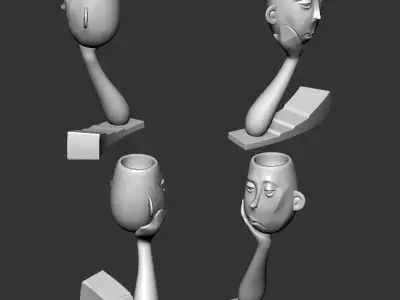 Face Vase Unimpressed Boy for 3D print 3D print model