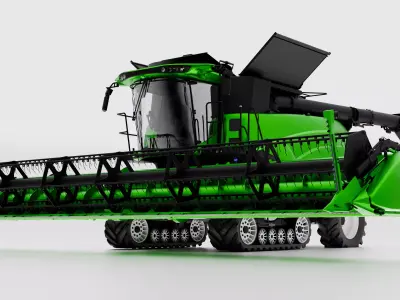 High-Detail Combine Harvester CR1090 Green Premium Low-poly  Low-poly 3D model