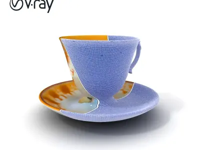 Elegant Porcelain Teacup and Saucer Model Pack Low-poly 3D model