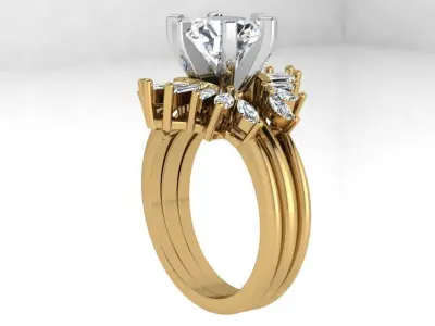 Round Diamond Unqiue Ring 4309 3D print model