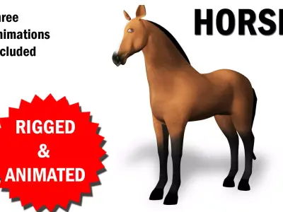 3D Horse Rigged and Animated Low-poly 3D model