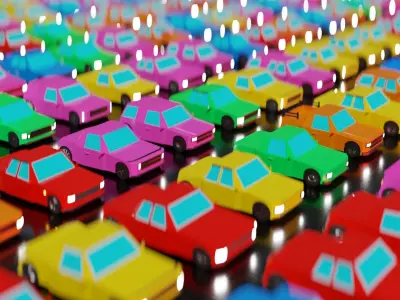 1000000 PROCEDURAL CARS Low-poly 3D model