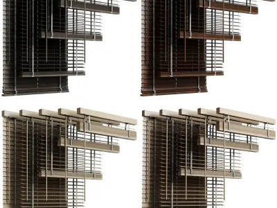 Wooden Blinds - Venetian blinds set 001 120 cm Low-poly 3D model