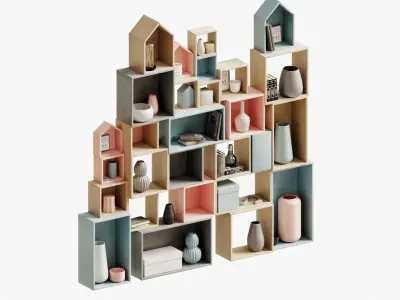 shelves set bookcase - house 3D model