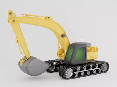 Backhoe loader isolated on white Low-poly 3D model