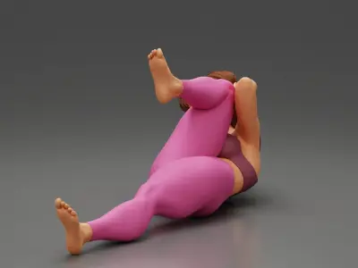 Young Woman Yoga Doing Obliques up Pilates Pose 3D print model
