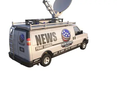  PBR Broadcast News Van Low-Poly Low-poly 3D model