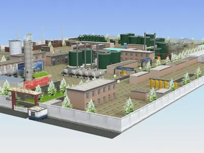 Wastewater Treatment Plant Low-poly 3D model
