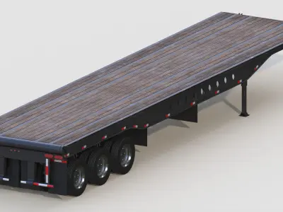 Tridem Oilfield Float Trailer Low-poly 3D model