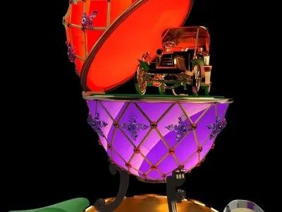 Chinese Gold Ingot with old car 3D model