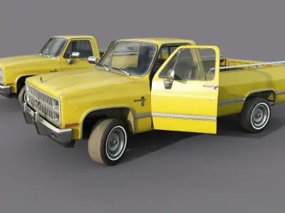 Chevrolet C10 1982 Yellow Low-poly 3D model