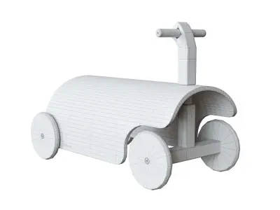 Retro Plywood Push Car Low-poly 3D model