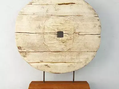 Chinese Elm Cart Wheel on Stand 3D model