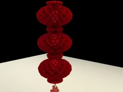 Chinese red tissue  honeycomb Lantern 3D model