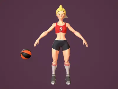 Basketball girl Low-poly 3D model