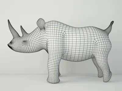 Carved Wood Rhino 3D model