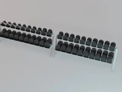 Dumbbell Racks with 40 Dumbbells - 5 to 65 Kg - Gym Equipment 3D model