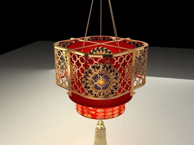 Chinese Red Lantern 3D model 35