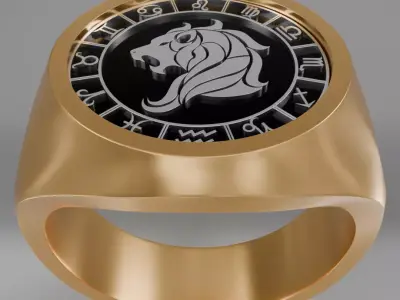 Leo zodiak symbol ring 3D model for 3D printing 3D print model