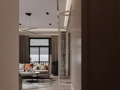 Livingroom and kichen modern minimalist 3D model