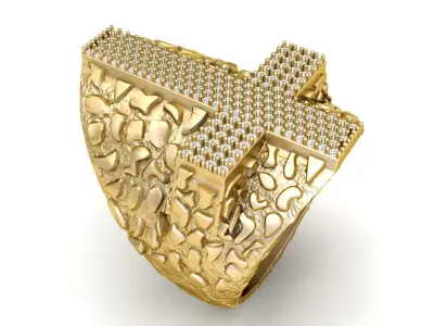 Nugget Diamond Cross Ring  3D print model