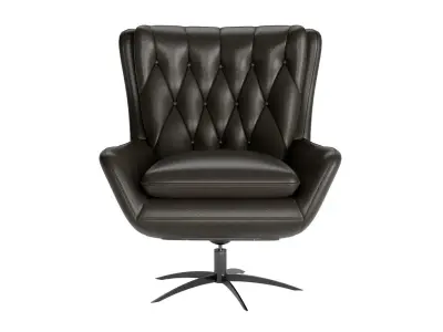 Welsh Tufted Leather Swivel Arm Chair 3D model