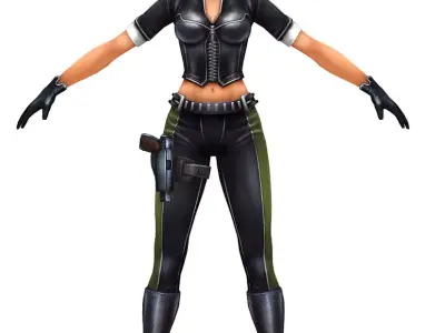 Woman General Soldier Low-poly 3D model