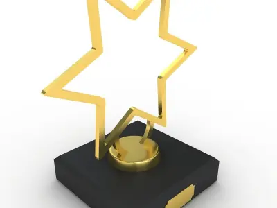 Trophy gold star award 3D model
