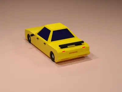 Cartoon Low Poly  Crossover Yellow Car Low-poly 3D model Low-poly 3D model