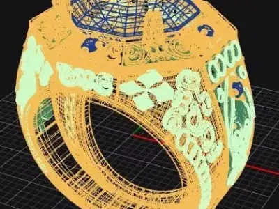 TURKISH STYLE BRIDAL GENTS RING 3D print model