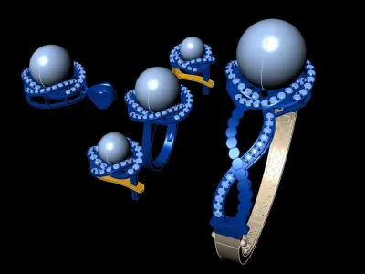 Diamond and Pearl Jewellery Sets Concept 3D print model purchase