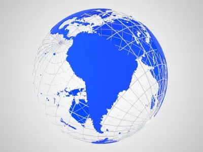 Globe News Skeleton Royal Blue 3D model