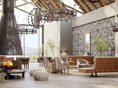 Corona - C4D files - Safari Lodge Interior 3D model