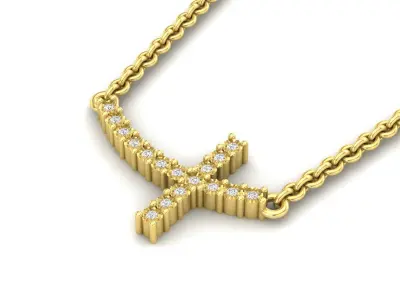 AV 566 Diamond Ladies Cross Pendant 3D print model