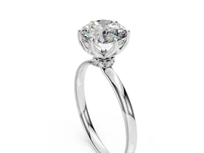 Solitaire Ring with Flower Crown 3D print model