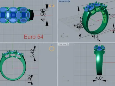 White gold ring with diamond model jr00049 3D print model