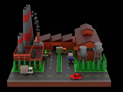 Factory Warehouse H12 Low-poly 3D model