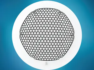 hexadome dense hexagonal dome glass and wire frame structure Low-poly 3D model